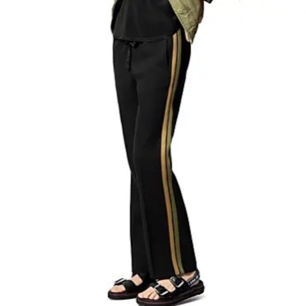 Zadig & Voltaire Black Straight-Leg Pants with Gold Side Stripes